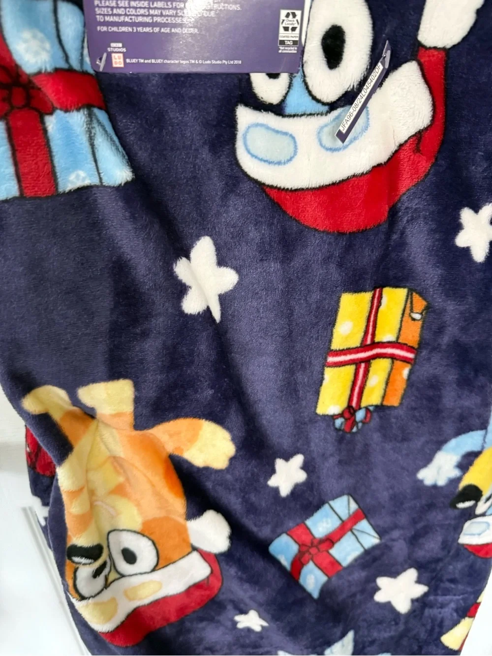 Bluey Plush Throw Blanket - Blue, Red, Yellow Accent. 50x70
